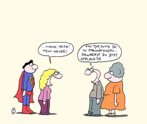 Cartoon: der Neue (medium) by CartoonMadness tagged superman,der,neue,strumpfhosen,schwiegereltern