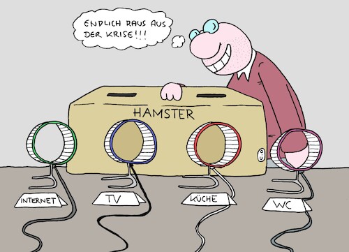 Cartoon: Raus aus der Krise (medium) by CartoonMadness tagged krise,energie,hamster,strom,tv,internet