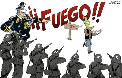 Cartoon: Blanco facil (medium) by JAMEScartoons tagged fake,news,elecciones