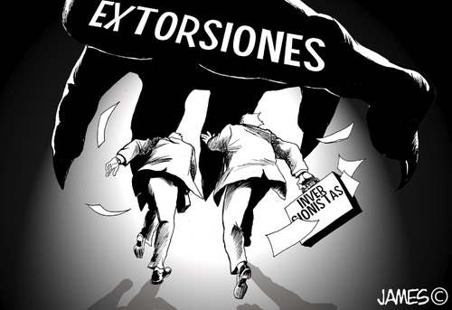 Cartoon: mas vale aqui corrio aqui murio (medium) by JAMEScartoons tagged extorsion,corrupcion,aqui