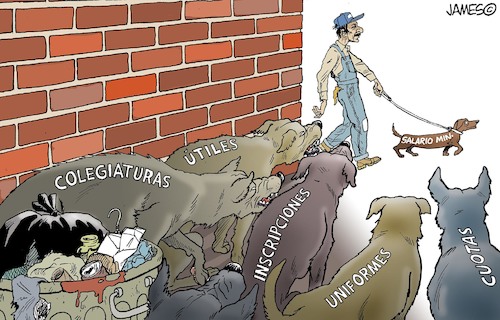 Cartoon: montoneros (medium) by JAMEScartoons tagged perro,salario,trabajador