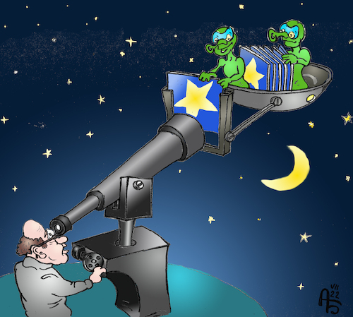 Cartoon: Astronom (medium) by Back tagged astronom,astronomie,wahn,trugbild,blendwerk,täuschung,illusion,science,wissenschaft