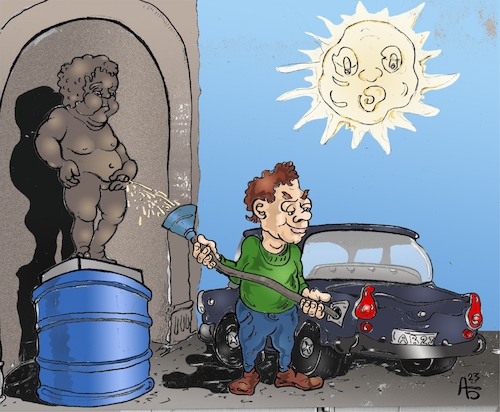Cartoon: Euro 7 (medium) by Back tagged euronormen,benzin,tanken,kraftstoff,luftqualität,fahrzeugen,schadstoffemissionen,auto