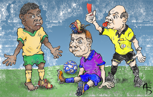 Cartoon: Red card (medium) by Back tagged sport,coccer,football,redcard,penalty
