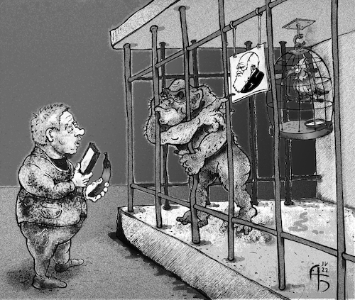Cartoon: Relativ (medium) by Back tagged relativ,verwandte,tiere,evolution,mensch,darwin