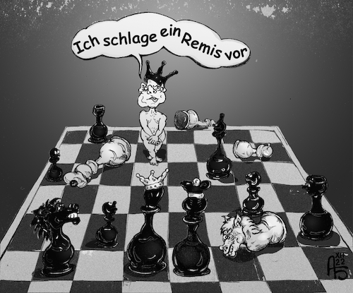 Cartoon: Remis (medium) by Back tagged chess,schach,konflikt,diplomatie