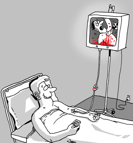 Cartoon: Drip (medium) by JARO tagged hospital,blood,humor,black