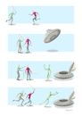 Cartoon: - (small) by hamitgis tagged cartoon,karikatur,hamit,hamitgis,gis,ufo,uzayli,uzaygemisi,insan,kavga,siddet,korku,yabancikorkusu,onyargi,birlik,ortakdusman,alien,spaceship,flying,saucer,conflict,violence,fear,xenophobia,prejudice,unity,commonenemy