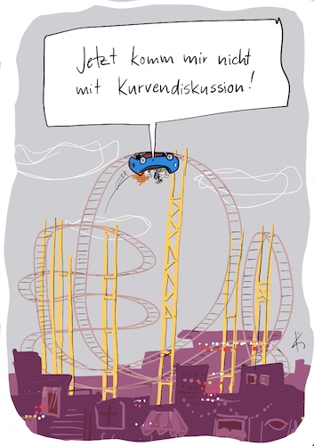 Cartoon: Kurvendiskussion (medium) by Kiefel tagged math2022,achterbahn,rummel