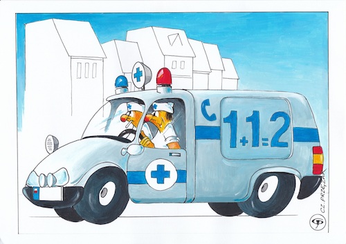 Cartoon: Emergency medical services (medium) by Czeslaw Przezak tagged emergency,medical,services,ambulance,health,math2022