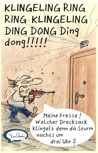 Cartoon: Freunde der Nacht (medium) by TomPauLeser tagged freunde,der,nacht,bohren,bohrer,laut,lärm,lärmbelästigung,schlaf,nachtruhe,bauarbeiten