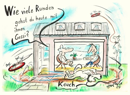 Cartoon: Gassi modern (medium) by TomPauLeser tagged gassi,gehen,hunde,hund,katze,auslauf,drohne,drohnen