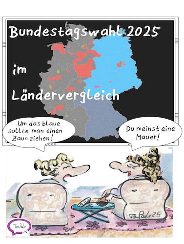 Cartoon: Im Osten nichts Neues (medium) by TomPauLeser tagged bundestagswahl,wahlergebnisse,ländervergleich,parteien,osten,westen,ddr,afd