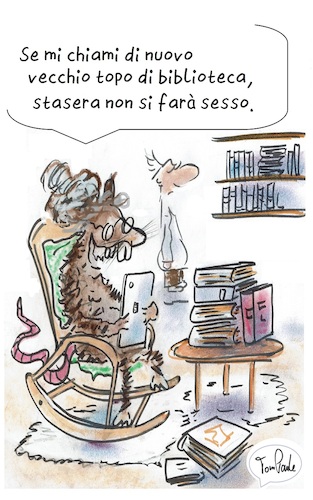 Cartoon: Ratto Topo di biblioteca (medium) by TomPauLeser tagged libri,di,lettura,biblioteca,occhiali,da,pila,ebook,sedia,dondolo,ratto,topo,roditore,cose,flosce,tompaule,topi,ratti,schlapplachsachen,peste,dei