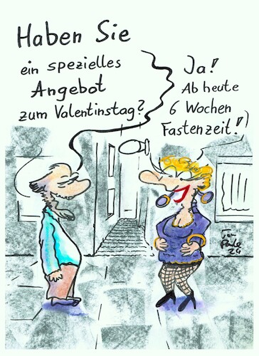 Cartoon: Wenn Valentinstag Aschermittwoch (medium) by TomPauLeser tagged aschermittwoch,valentin,valentinstag,bordell,fasten,fastenzeit