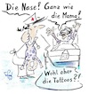 Cartoon: Neugeborenes (small) by TomPauLeser tagged baby,neugeborenes,kreißsaal,tattoo,hebamme,vererbung,genetisch