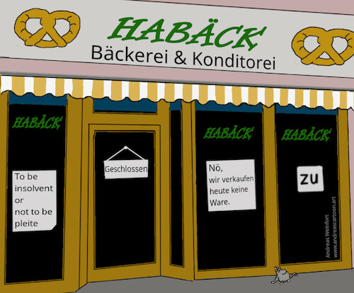 Cartoon: Habeck Bäckerei (medium) by andreascartoon tagged pleite,politik,grün,insolvenz,bäckerei,stromkosten