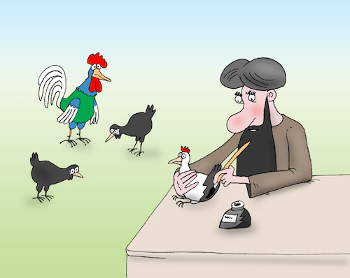 Cartoon: east (medium) by Tarasenko  Valeri tagged east,chicken,black,paint