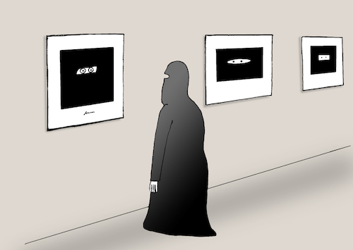 Cartoon: exhibition (medium) by Tarasenko  Valeri tagged east,painting,exhibition,burqa