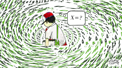 Cartoon: Math and student (medium) by didie sri widiyanto tagged student,math2022