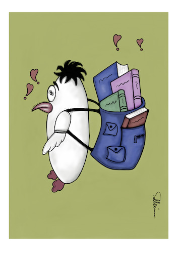 Cartoon: Egg and Book (medium) by sally cartoonist tagged book,school,university,education,cartoon