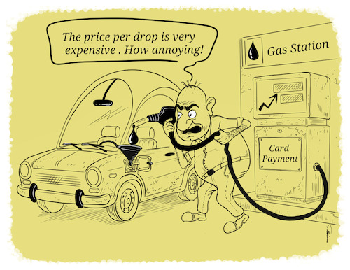 Cartoon: Gas Station (medium) by sally cartoonist tagged automotive,resources,transport,price,station,gas,citizen,automotive,resources,transport,price,station,gas,citizen