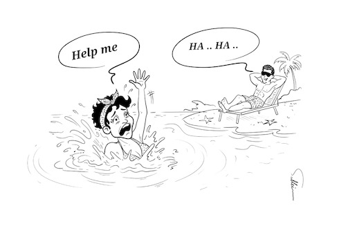 Cartoon: In the sea (medium) by sally cartoonist tagged help,woman,swim,funny,boyfriend,sea,cartoons,caricature,newspapers,magazines,help,woman,swim,funny,boyfriend,sea,cartoons,caricature,newspapers,magazines