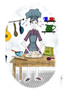 Cartoon: Lady in the kitchen (small) by sally cartoonist tagged lady,kitchen,cook,gastronomy,leisure,cartoon,caricature