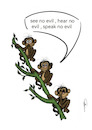 Cartoon: The Three Wise Monkeys (small) by sally cartoonist tagged wisdom,monkeys,japan,philosophy,success,hate,violence,relationships,magazines,newspapers,books,caricature,cartoons
