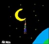 Cartoon: Hanging on the Moon... (small) by Stümper tagged selbstmord,suizid,mond,hängen,aufhängen,strick,baumeln,tod,depressionen,melancholie