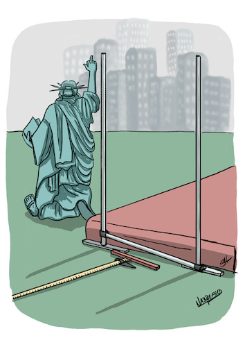 Cartoon: Bye bye Liberty (medium) by SandraNabbefeld tagged cartoon,cartoonist,cartoonistin,cartooning,lustig,witzig,satire,satirisch,politik,usa,us,wahl,wahlkampf,krampf,trump,statieofliberty,liberty,demokratie,harris,vote,rechte,freiheit,dystopia,messlatte,mittelfinger,niveau,unterstesniveau,sandranabbefeld,nabbefeld,nabbefeldcartoon,cartoonlobby,rheinischehumorverwaltung,bye,cartoon,cartoonist,cartoonistin,cartooning,lustig,witzig,satire,satirisch,politik,usa,us,wahl,wahlkampf,krampf,trump,statieofliberty,liberty,demokratie,harris,vote,rechte,freiheit,dystopia,messlatte,mittelfinger,niveau,unterstesniveau,sandranabbefeld,nabbefeld,nabbefeldcartoon,cartoonlobby,rheinischehumorverwaltung