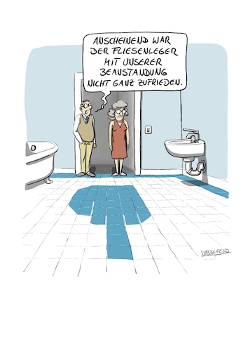 Cartoon: Fliesenboden (medium) by SandraNabbefeld tagged cartoon,illustration,humor,satire,cartoonistin,handwerk,fliesen,fliesenleger,kacheln,badezimmer,reklamation,beanstandung,beschwerde,sandranabbefeld,nabbefeld,nabbefeldcartoon,cartoonlobby,rheinischehumorverwaltung,cartoon,illustration,humor,satire,cartoonistin,handwerk,fliesen,fliesenleger,kacheln,badezimmer,reklamation,beanstandung,beschwerde,sandranabbefeld,nabbefeld,nabbefeldcartoon,cartoonlobby,rheinischehumorverwaltung