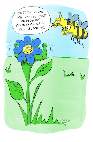 Cartoon: Frühlingserwachen (medium) by SandraNabbefeld tagged cartoon,cartoonist,comic,comicstyle,humor,lustig,blumen,bienen,frühblüher,frühling,knospen,sonnenstrahlen