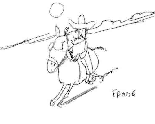 Cartoon: cowboy racing around viewing (medium) by sal tagged cartoon