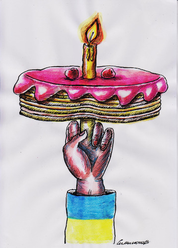 Cartoon: anniversary (medium) by Siminoga Vadim tagged wars,of,ukraine,pain,loss,children,help