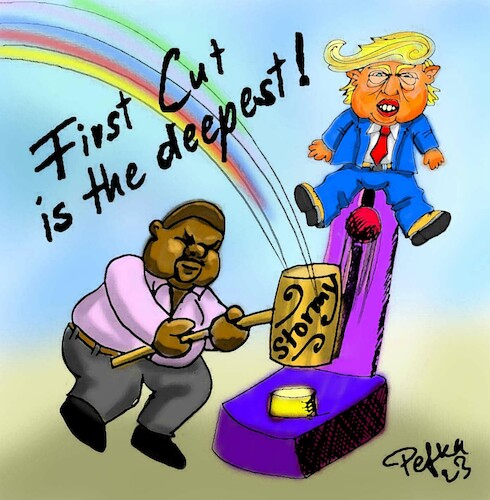 Cartoon: first cut is the deepest (medium) by pefka tagged trump,new,york,stormy