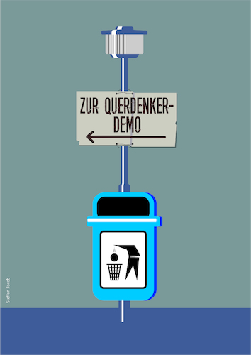 Cartoon: Zur Querdenkerdemo (medium) by Büro für gehobenen Unfug tagged querdenker,denkverlust,papierkorb,müllentsorgung,gehirn,leere,denken,nachdenken