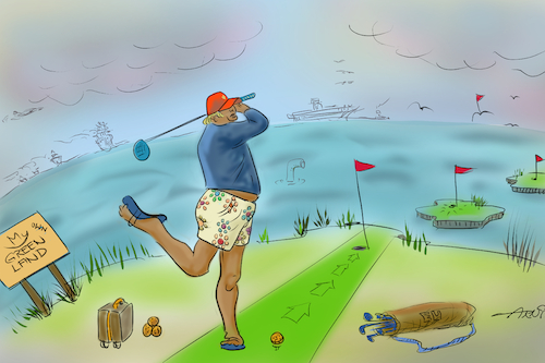 Cartoon: My Biggest Golf Course (medium) by Arni tagged donald,trump,greenland,usa,money,deal,maker,camouflage,golf,play,handicap,course,war,claim,iran,russia,afghanistan,ukraine,venezuela,eppstein,eppsteen,donald,trump,greenland,usa,money,deal,maker,camouflage,golf,play,handicap,course,war,claim,iran,russia,afghanistan,ukraine,venezuela,eppstein,eppsteen