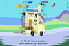 Cartoon: Finally he has a Camper (small) by Arni tagged camper,motorhome,mobile,home,holiday,free,see,ocean,mountains,beach,camping,travelling,travel,van
