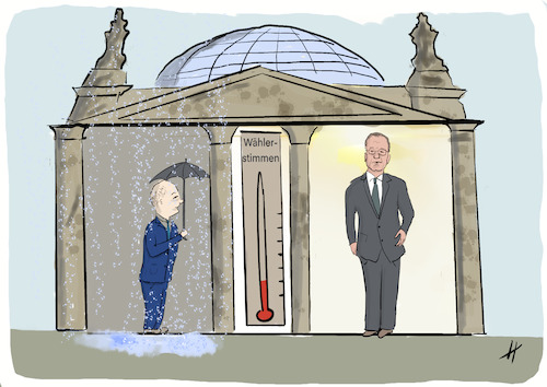 Cartoon: Scholz vs Pistorius (medium) by Gabi Horvath tagged spd,wahl,kanzler,scholz,pistorius,kanzlerfrage