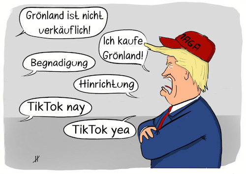 Cartoon: Täglich Gegenteiltag 2 (medium) by Gabi Horvath tagged biden,begnadigung,trump,hinrichtung,grönland,tiktok,usa