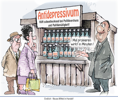 Cartoon: Antidepressivum (medium) by Ritter-Cartoons tagged politikverdruss