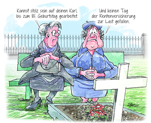 Cartoon: Arbeitszeit (medium) by Ritter-Cartoons tagged deutsche,rentner,arbeiten,bis,zum,umfallen,deutsche,rentner,arbeiten,bis,zum,umfallen
