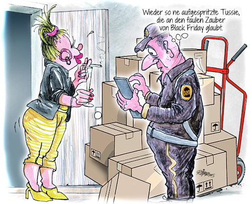 Cartoon: Black Friday (medium) by Ritter-Cartoons tagged black,friday,berthold,ritter,cartoons,pressekarikatur,karikaturen,pressezeichnung,black,friday,berthold,ritter,cartoons,pressekarikatur,karikaturen,pressezeichnung