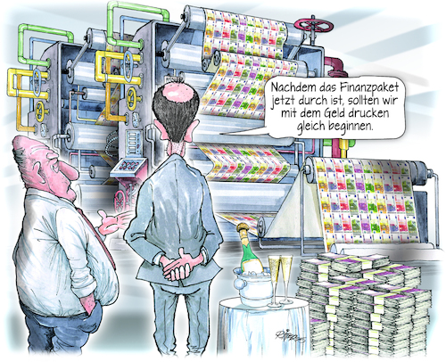 Cartoon: Bundesdruckerei (medium) by Ritter-Cartoons tagged schulden,schulden