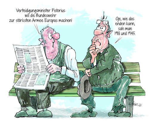 Cartoon: Bundeswehr (medium) by Ritter-Cartoons tagged pistorius,will,bundeswehr,zur,stärksten,armee,europas,machen,militär,cda,säbelrassler,pressekarikaturen,und,cartoons,ritterkarikaturen,von,berthold,ritter,pistorius,will,bundeswehr,zur,stärksten,armee,europas,machen,militär,cda,säbelrassler,pressekarikaturen,und,cartoons,ritterkarikaturen,von,berthold,ritter