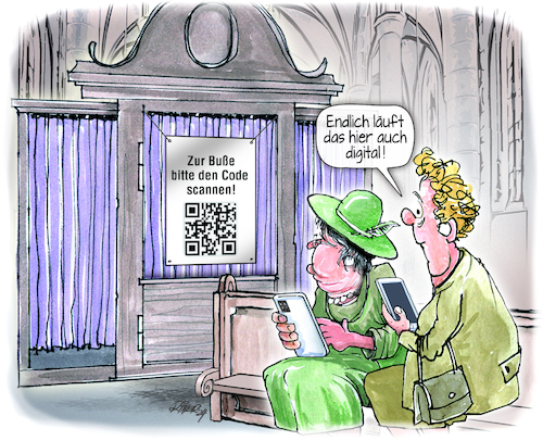 Cartoon: Digitales Beichten (medium) by Ritter-Cartoons tagged kirche,kirche