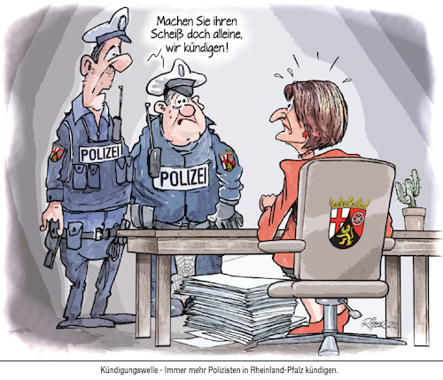 Cartoon: Kündigungswelle bei der Polizei (medium) by Ritter-Cartoons tagged polizei,in,rlp