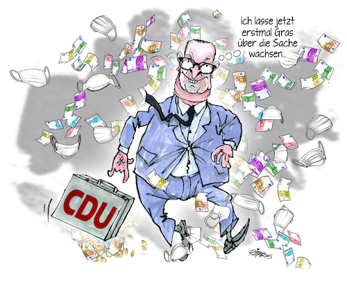 Cartoon: Maskendeal (medium) by Ritter-Cartoons tagged cdu,fraktionsvorsitzender,cdu,fraktionsvorsitzender