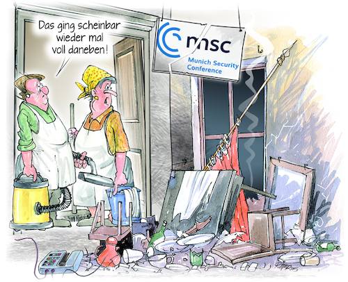 Cartoon: Münchner Sicherheitskonferenz (medium) by Ritter-Cartoons tagged münchner,sicherheitskonferenz,münchner,sicherheitskonferenz